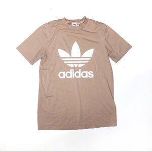 Adidas Trefoil Logo Short Sleeve T Shirt Tan Pink S